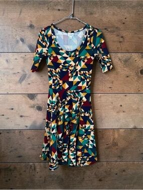 LuLaRoe Multi Color Patterned Swing Midi Dress
